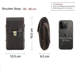 RFID Blocking Phone Wallet Purse Oil Leather Handcrafted Leather Crossbody Cellphone Bag for Phone 6.7 inch