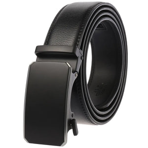 Automatic Buckle Ratchet Men Cowhide Leather Belt