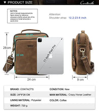 Load image into Gallery viewer, New Design Crazy Horse Leather Shoulder Bag Men Crossbody Bag With Metal Keychain For 11 Inch Ipad Pro