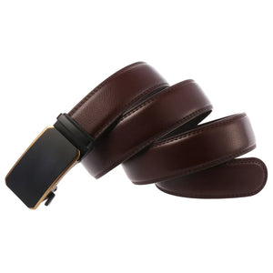 Automatic Buckle Ratchet Men Cowhide Leather Belt