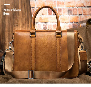 Wholesale custom fashion men vintage genuine leather executive business laptop briefcase bag with latch