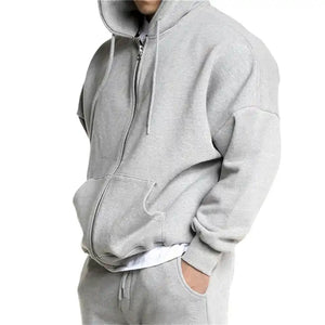 Autumn Men Gyms Fitness Hooded Sweatshirt Brand Bodybuilding Long Sleeve Zipper Hoodies Cotton Loose Joggers Clothes