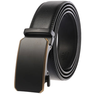 Automatic Buckle Ratchet Men Cowhide Leather Belt