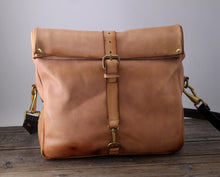 Load image into Gallery viewer, Hand-customed cow leather youth square shoulder diagonal cross retro postman bag roll bag