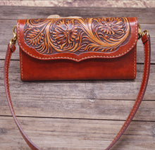 Load image into Gallery viewer, Hand-customed leather carving wallet leather top layer cow leather carrying underarm bag