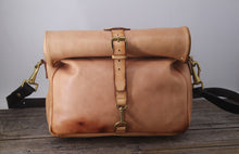 Load image into Gallery viewer, Hand-customed cow leather youth square shoulder diagonal cross retro postman bag roll bag